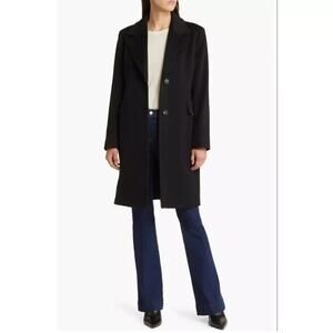 Fleurette Women's Notch Collar Loro Piana Reed Wool Coat Black Size 4